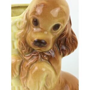 Royal Copley Cocker Spaniel  Dog Planter Brown Yellow MCM Vintage